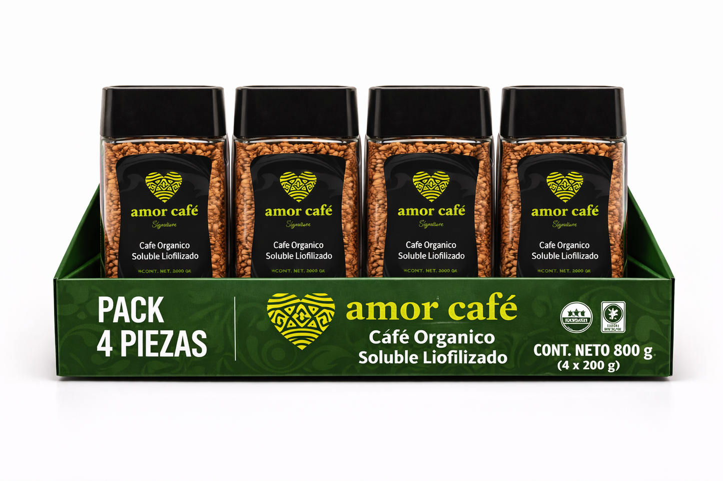 Café Orgánico Soluble Liofilizado 4 pzas 200 grs