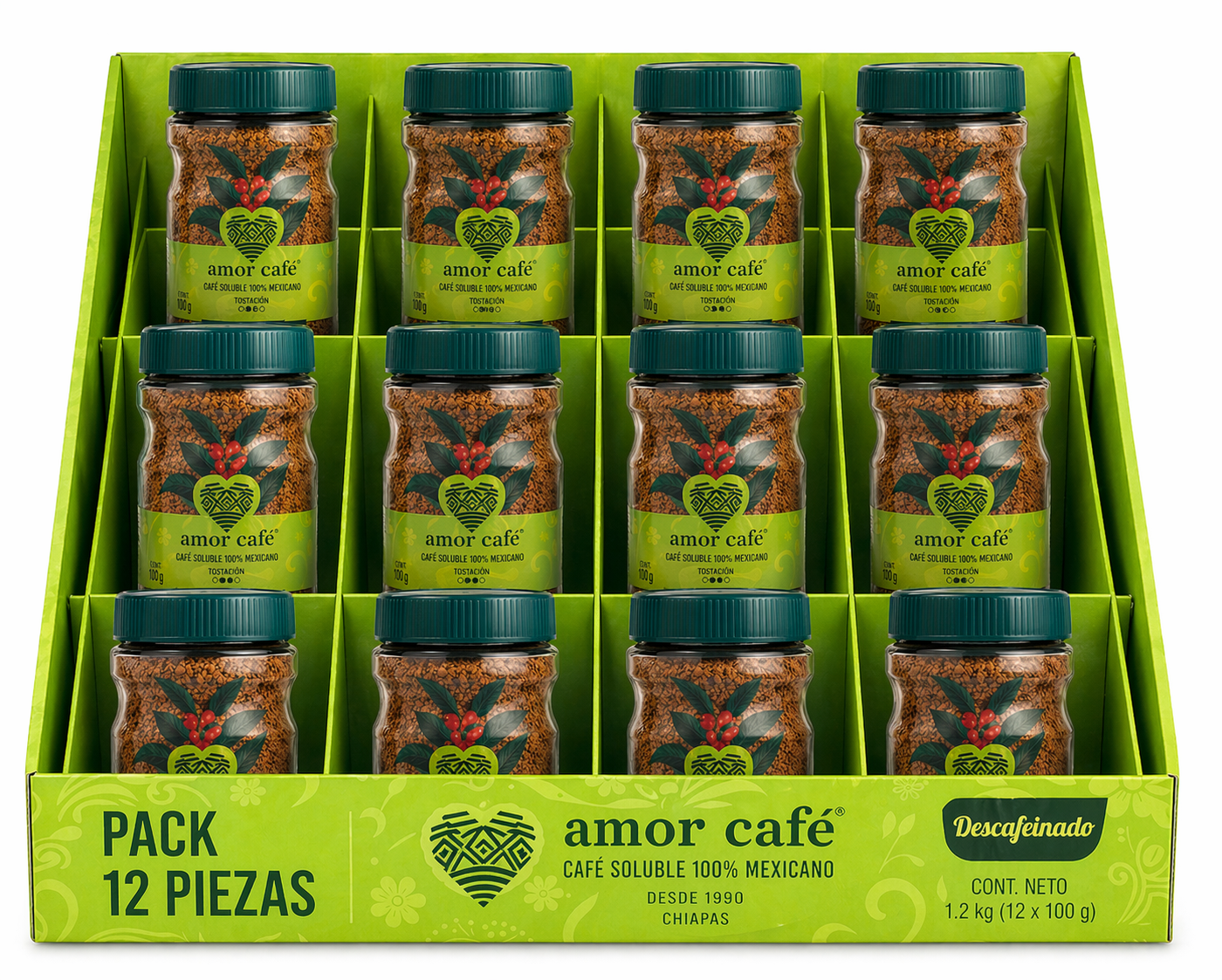 Café Soluble Gourmet Descafeinado Liofilizado 100 g 12 pzas