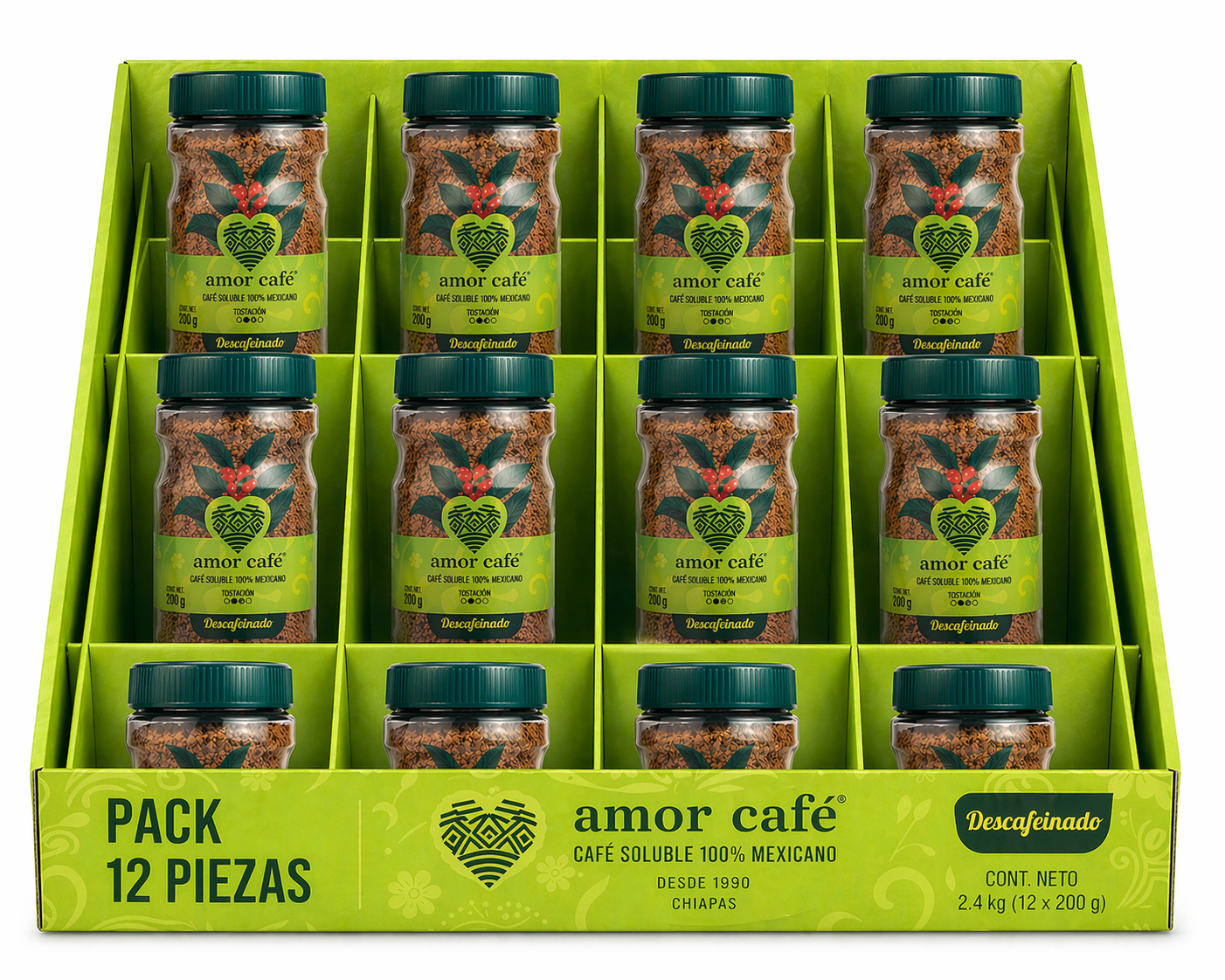 Café Soluble Gourmet Descafeinado Liofilizado 200 g 12 pzas