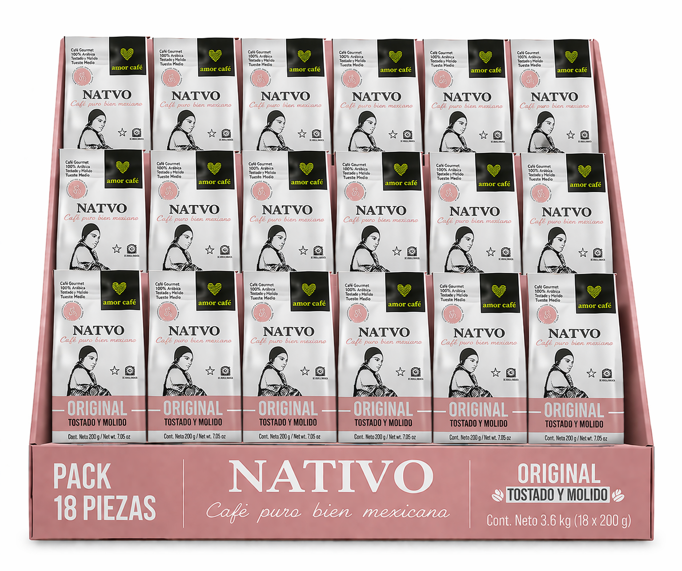 Café NATIVO Original Café Tostado y Molido 200 g 18 pzas
