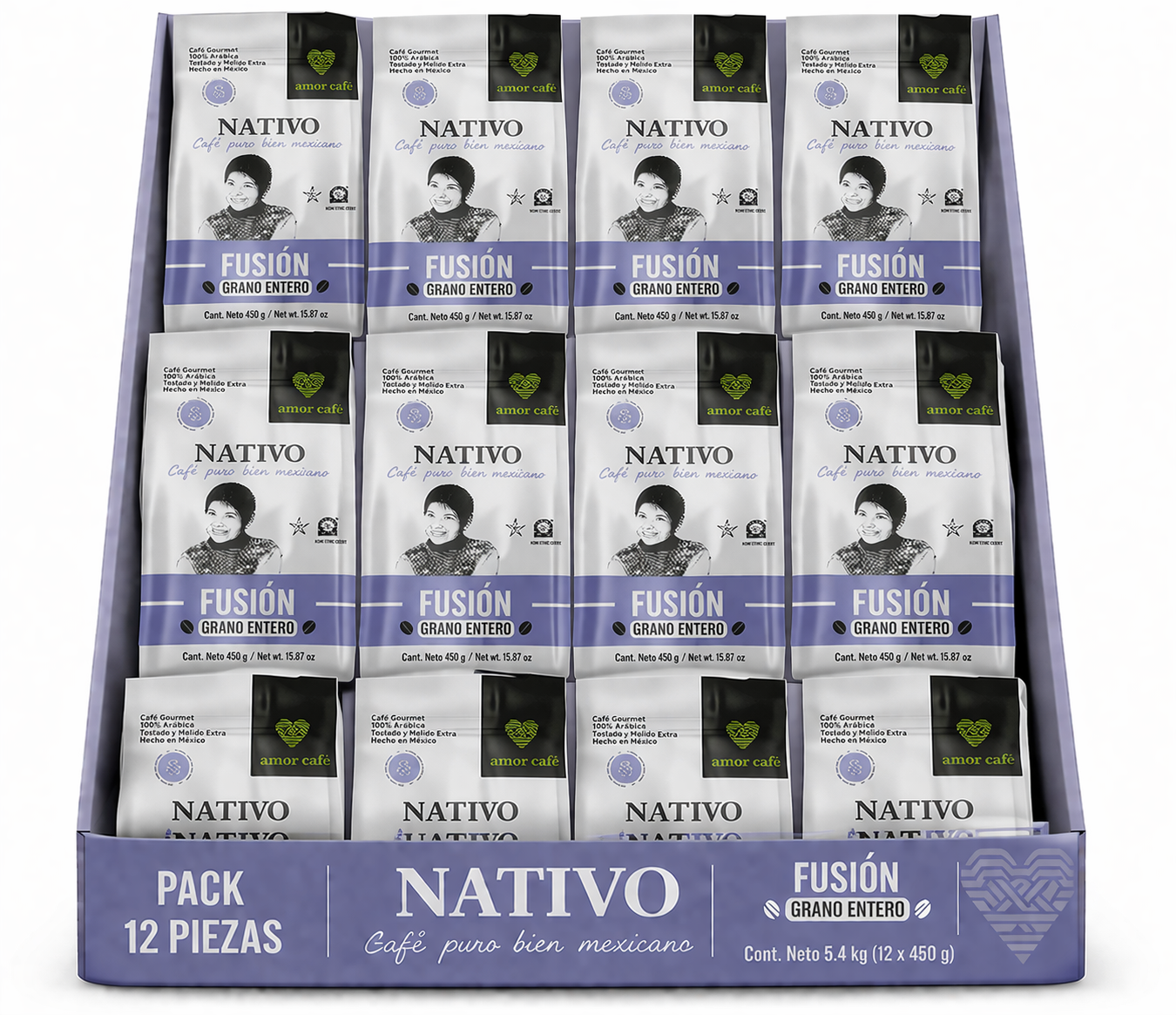 Café NATIVO Fusión Café Tostado y Molido 450 g 12 pzas