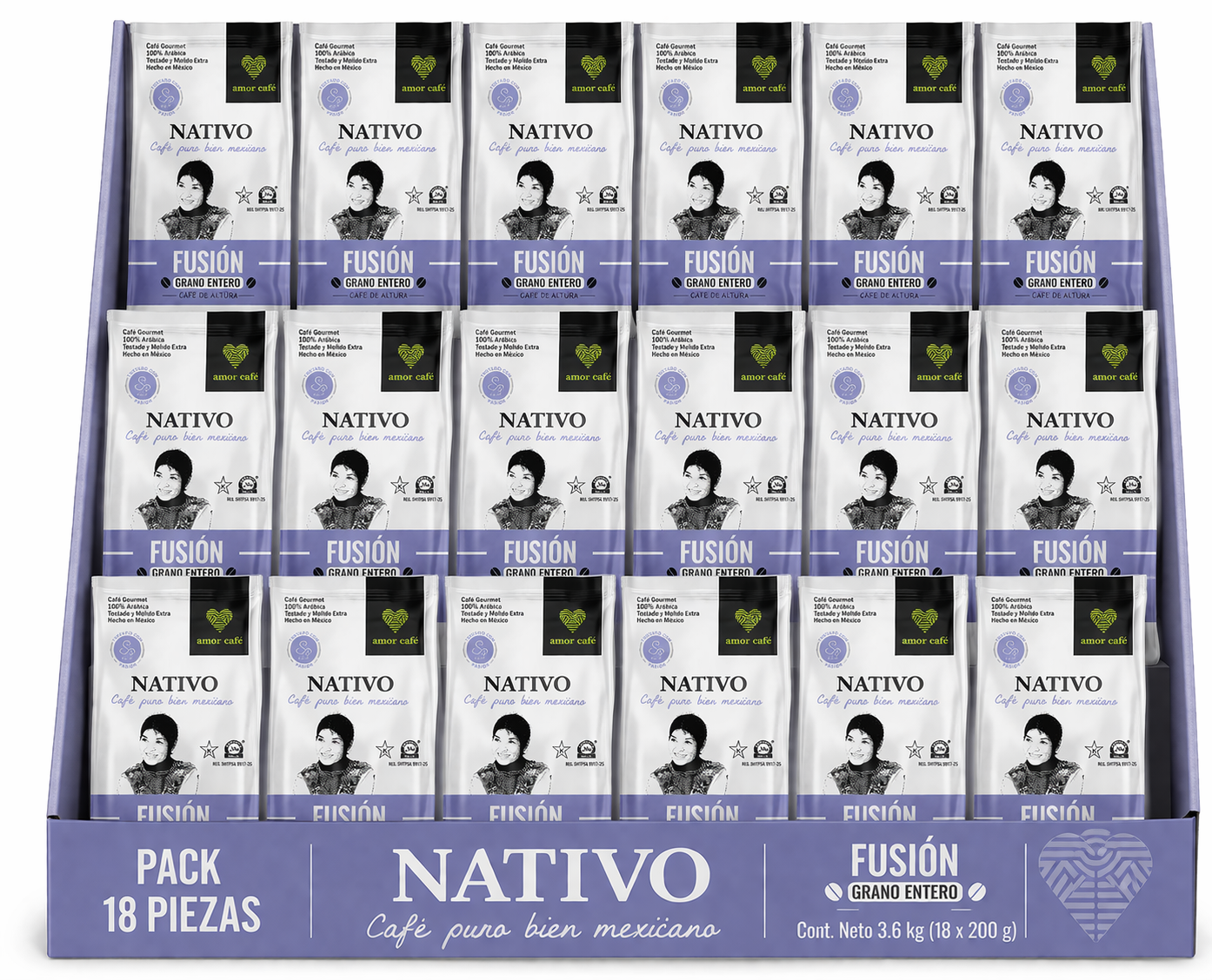 Café NATIVO Fusión Café Tostado y Molido 200 g 18 pzas