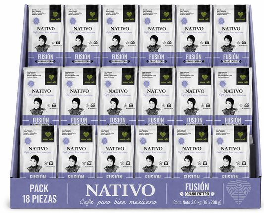Café NATIVO Fusión Café Tostado y Molido 200 g 18 pzas