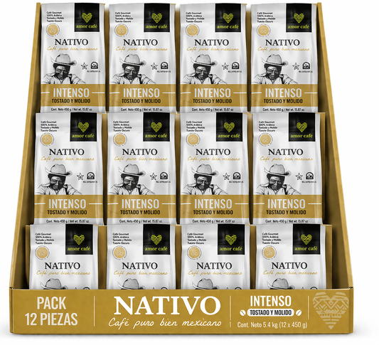 Café NATIVO Intenso Café Tostado y Molido 450 g 12pzas