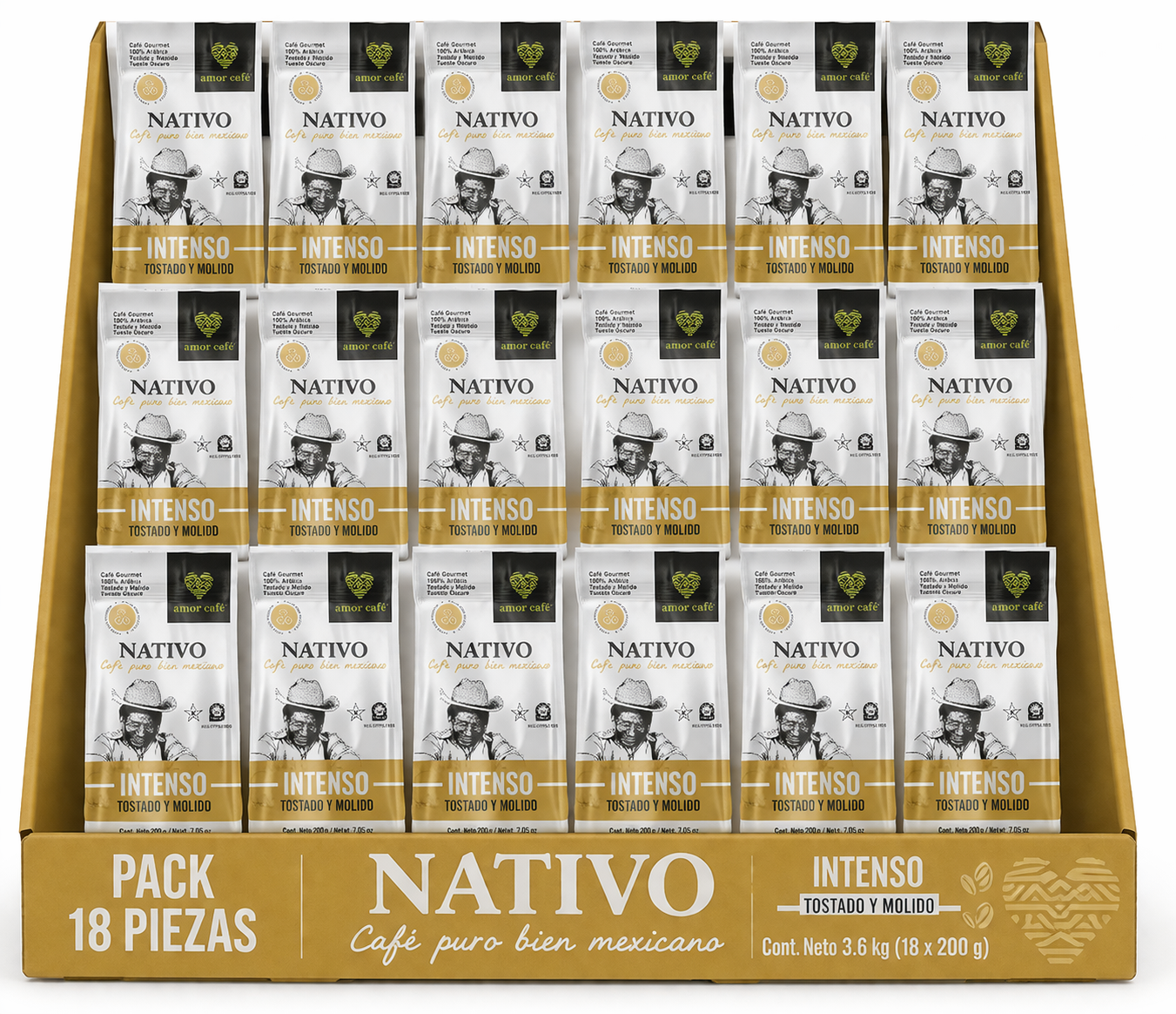Café NATIVO Intenso Café Tostado y Molido 200 g 18 pzas