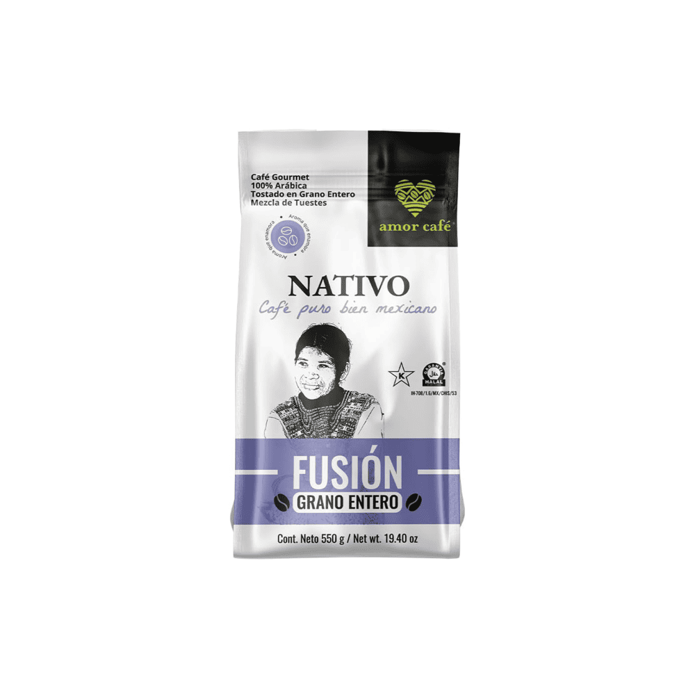 Café NATIVO Fusión Café Tostado en Grano 550 g pzas 9 pzas